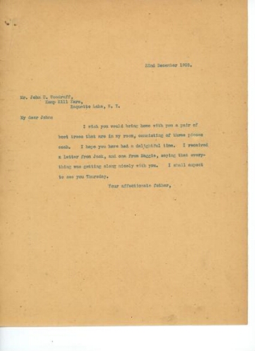 TO JOHN EASTMAN WOODRUFF, DECEMBER 22, 1903