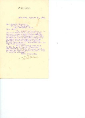 WILSON TO JOHN EASTMAN WOODRUFF, JANUARY 25, 1904