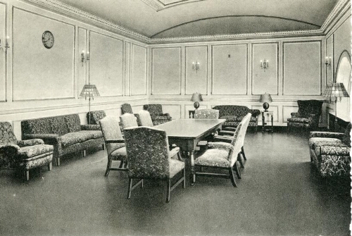 Lounge in the recreation building, 1930s (present day Woodruff Hall)