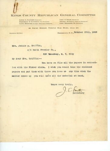 SMITH TO GRIFFIN, OCTOBER 22, 1906