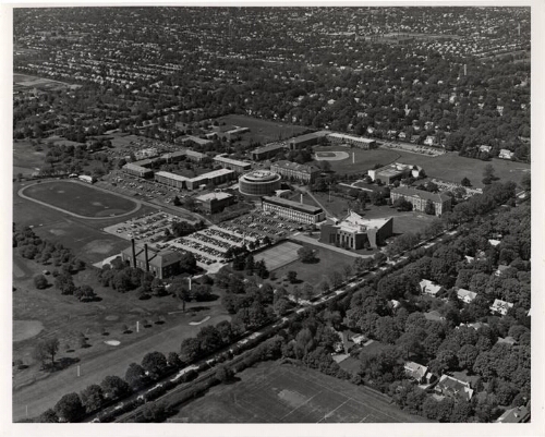 Adelphi campus, aerial view facing southwest