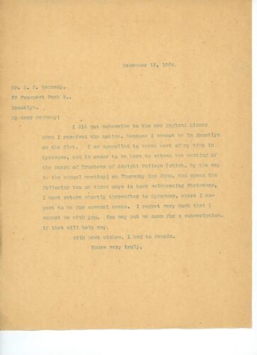 TO KENNEDY, DECEMBER 13, 1904