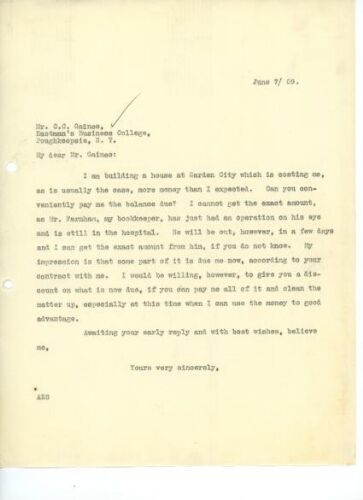 TO GAINES, JUNE 7, 1909