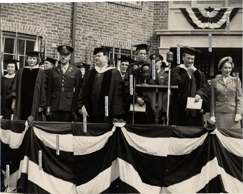 Eleanor Roosevelt at the dedication of the School of Nursing residence halls