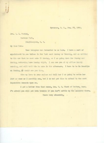 TO USSHER, JANUARY 17, 1905