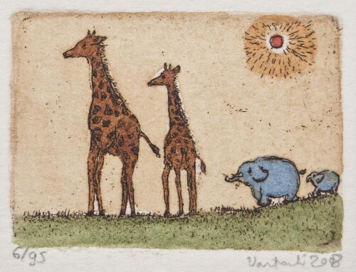 Two Giraffes and Elephants