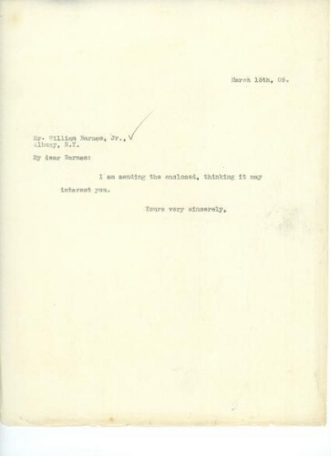 TO BARNES, MARCH 15, 1909