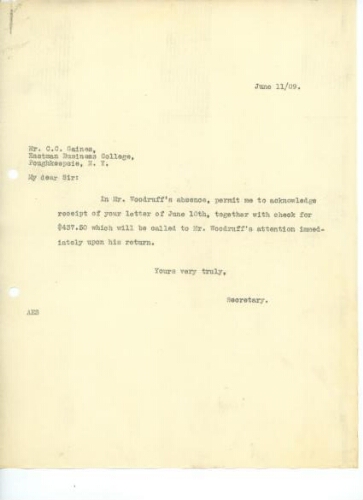 GRIFFIN TO GAINES, JUNE 11, 1909