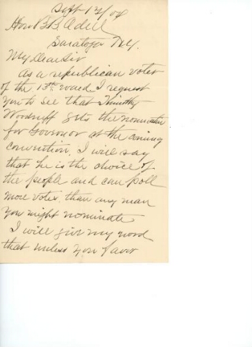 VAN ALSTYNE TO ODELL, SEPTEMBER 17, 1904