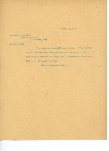 TO JOHN EASTMAN WOODRUFF, MARCH 15, 1904