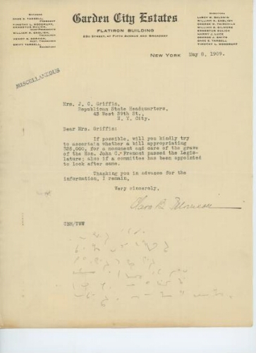 MORRISON TO GRIFFIN, MAY 8, 1909