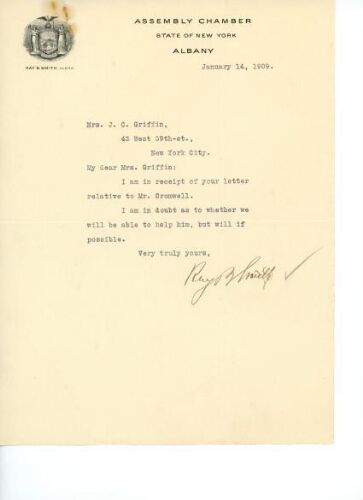 SMITH TO GRIFFIN, JANUARY 14, 1909