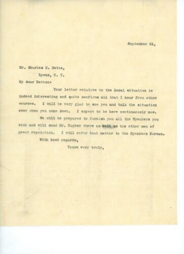 TO BETTS, SEPTEMBER 21, [UNKNOWN YEAR]