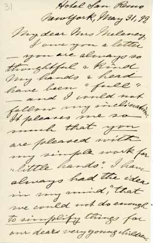 Kraus-Boelté to Meleney, May 31, 1899