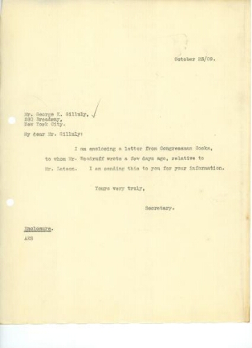 GRIFFIN TO GILLULY, OCTOBER 23, 1909