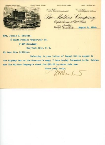 FARNHAM TO GRIFFIN, AUGUST 9, 1904