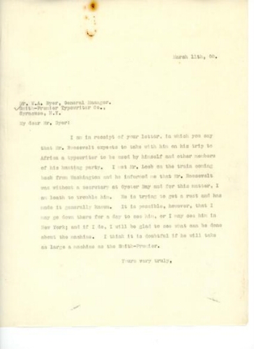 TO DYER, MARCH 11, 1909