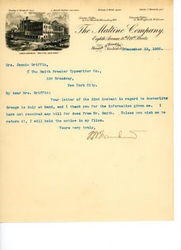 FARNHAM TO GRIFFIN, DECEMBER 23, 1905