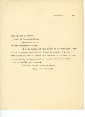 TO CALDER, MAY 24, 1906