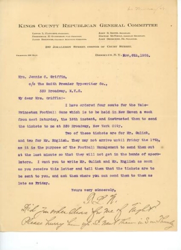 TO GRIFFIN, NOVEMBER 6, 1905