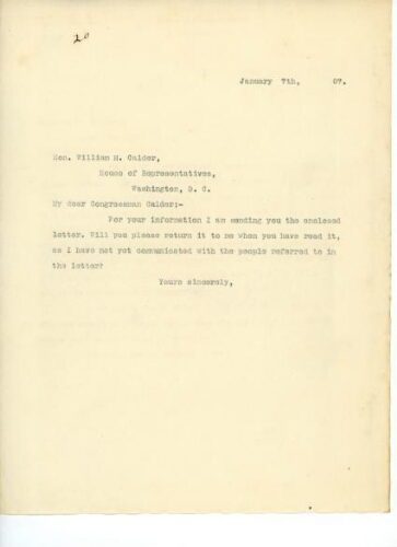 TO CALDER, JANUARY 7, 1907