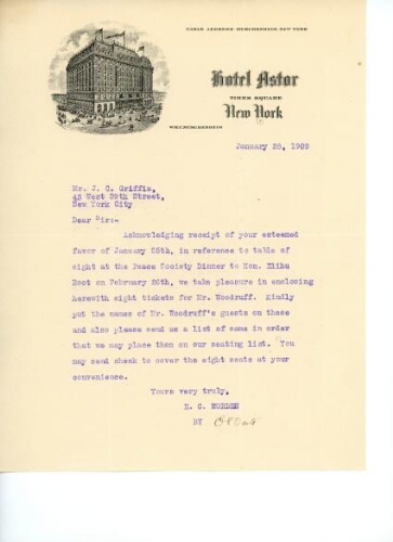 WORDEN TO GRIFFIN, JANUARY 28, 1909