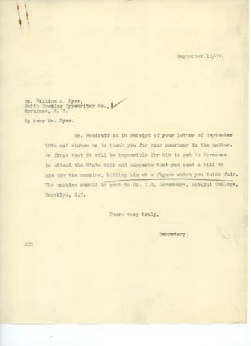 GRIFFIN TO DYER, SEPTEMBER 15, 1909