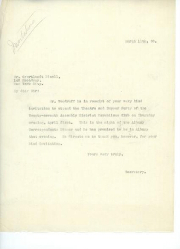 GRIFFIN TO NICOLL, MARCH 11, 1909