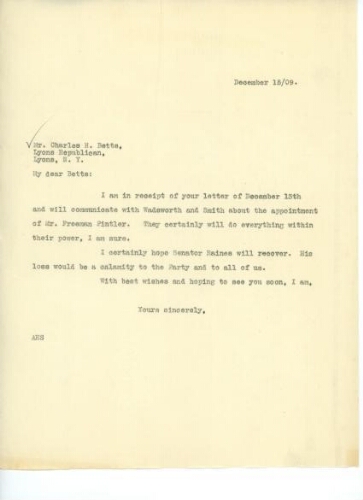 TO BETTS, DECEMBER 15, 1909