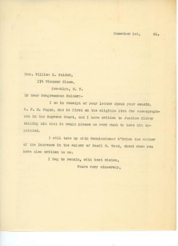 TO CALDER, DECEMBER 1, 1906