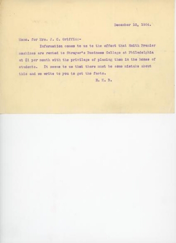 B., E. K. TO GRIFFIN, DECEMBER 12, 1904
