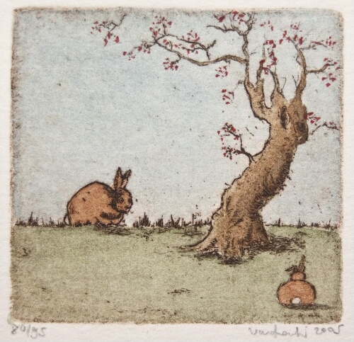 Two Rabbits and a Tree