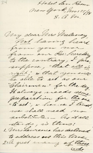 Kraus-Boelté to Meleney, November 25, 1898