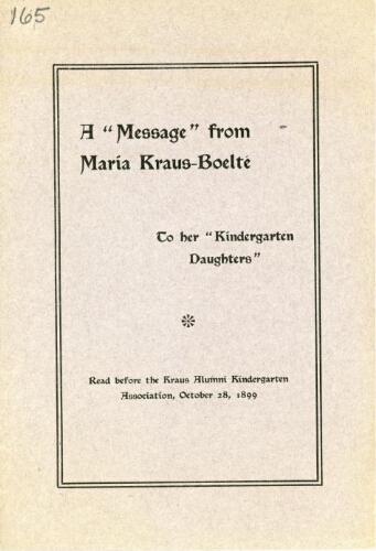 From Kraus-Boelté, October 28, 1899