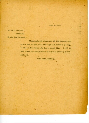 TO FARNHAM, JUNE 6, 1904