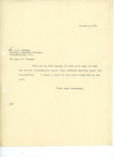 TO GAINES, NOVEMBER 1, 1909
