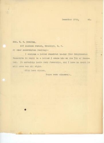 TO DOWLING, DECEMBER 18, 1906
