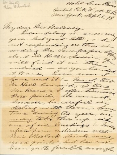 Kraus-Boelté to Meleney, September 5, 1898