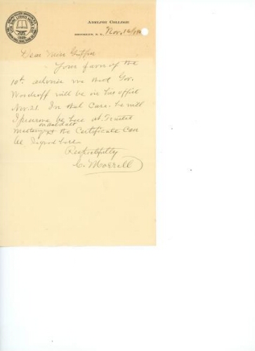 MORRILL TO GRIFFIN, NOVEMBER 16, 1904