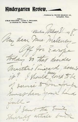 Poulsson to Meleney, May 31, 1898