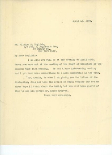 TO ENGLISH, APRIL 18, 1906